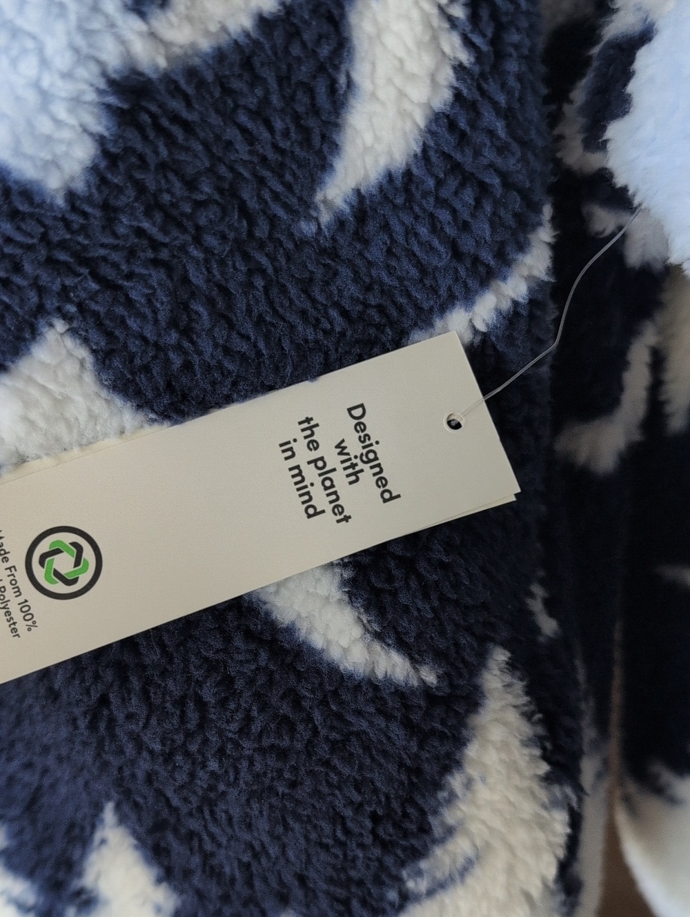 Nwt Cozy No Boundaries Light Blue & Navy Mountain Sherpa Pullover Medium - Picture 5 of 8
